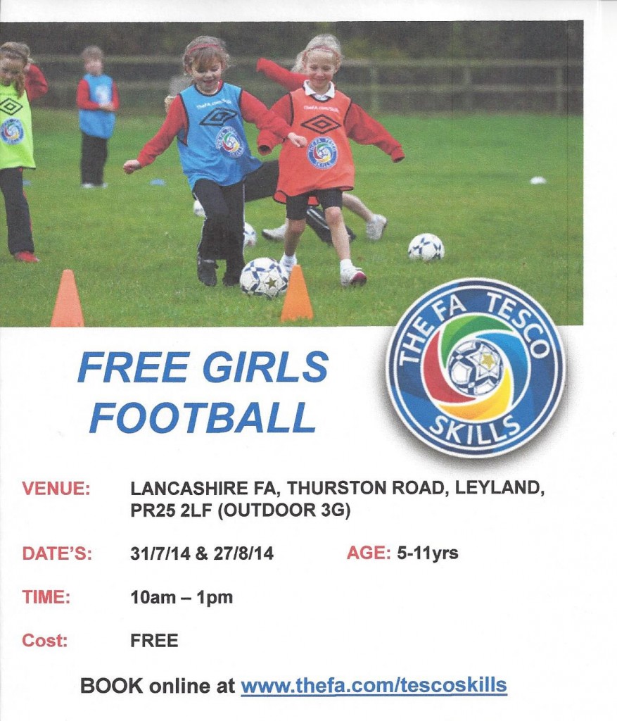 Free Girls Summer Football Lancashire 2014