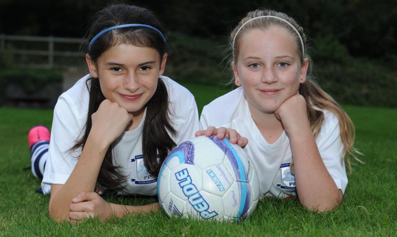Young Furness football players Kasey Knott (left) and Kate McKenna who have signed for Preston North End. 14/10/2015 JON GRANGER